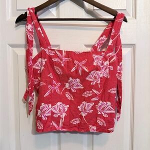 Joie Pink Floral Tie-Strap Tank Top